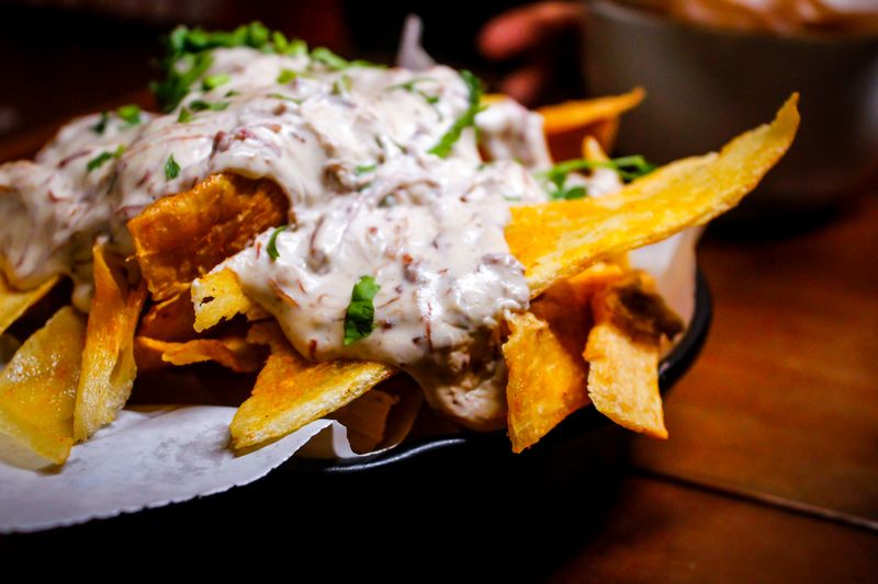 Crispy nachos loaded with cheese and toppings
