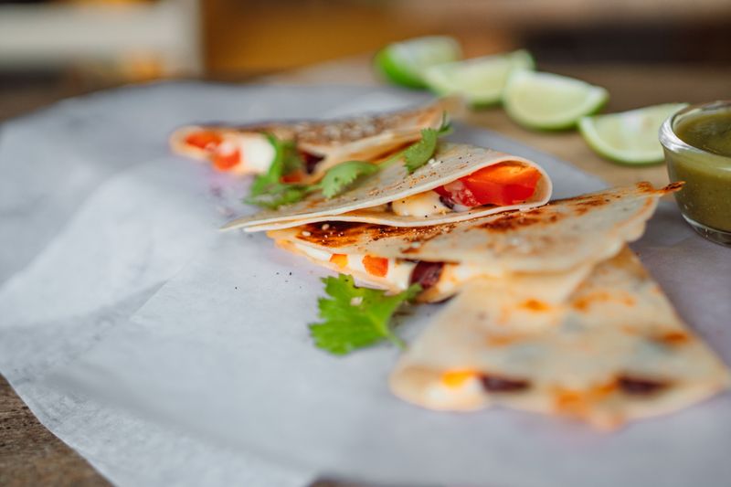 Fresh quesadilla with melted cheese